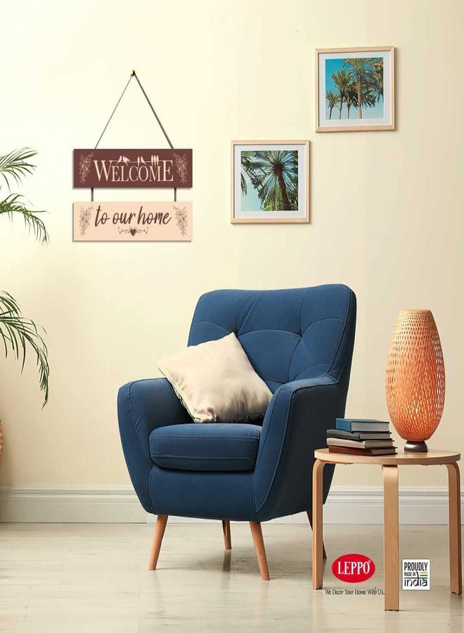 LEPPO Welcome To Our Home Wooden Wall Hanging Board Plaque Sign for Living Room, Entrance Hall, Wall, Door, Room, Home Decoration Showpiece DL208 (7 X 10.5 inch) (Brown) - Image 2